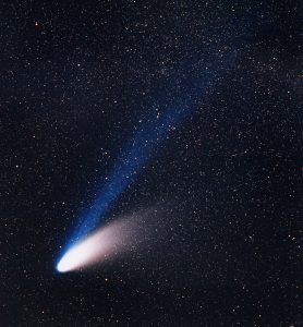 Comet C/1995 O1 Hale-Bopp showing separate dust and ion tails