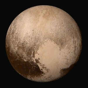 True-colour image of Pluto from the New Horizons probe